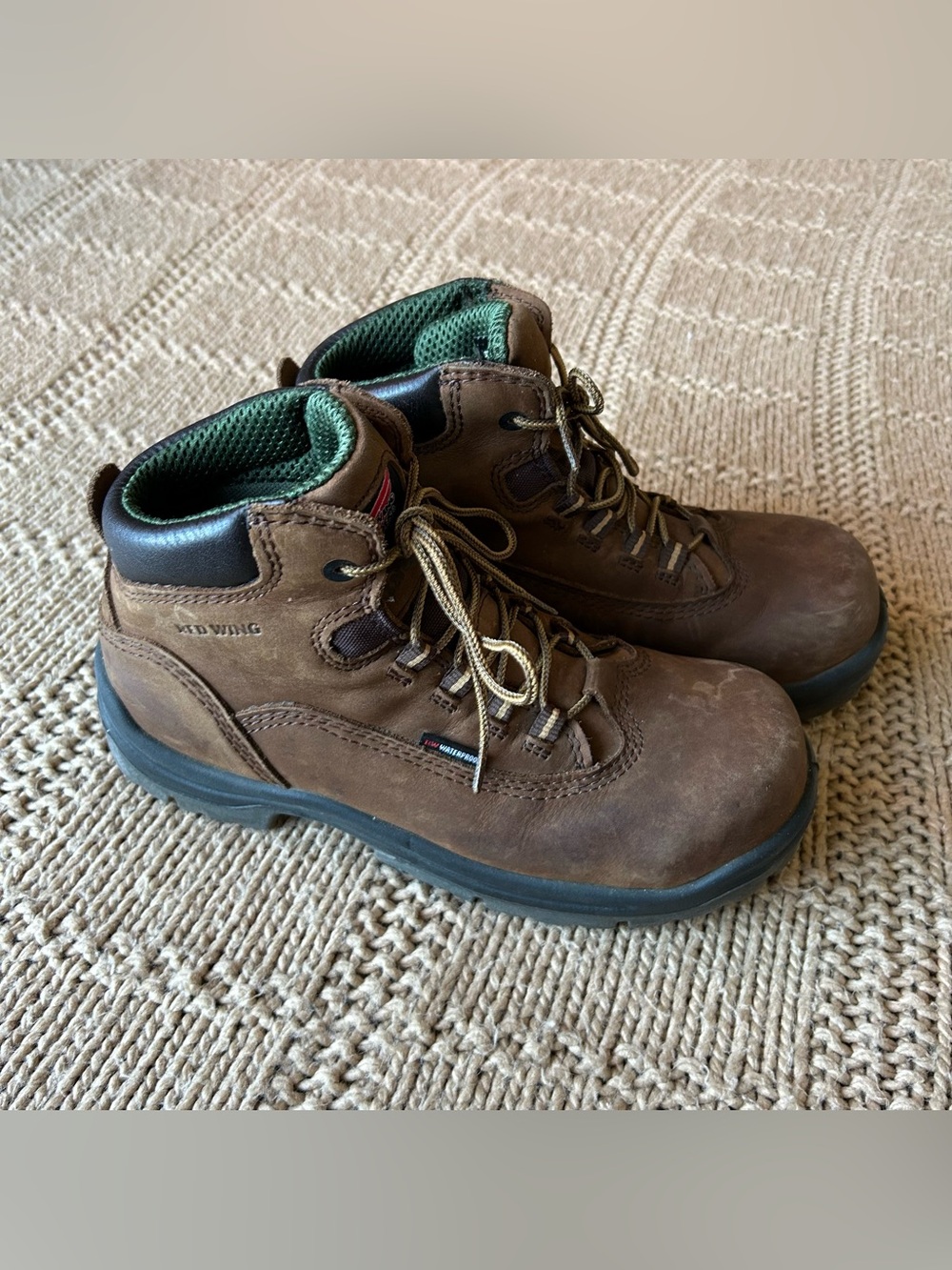 Red Wing Brown Leather Women's Work Boots - Lace-Up Ankle Support Steel Toe
